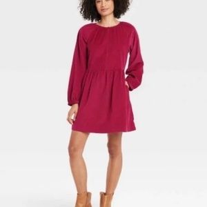 Universal Thread Balloon Long Sleeve Corduroy Shift Dress Size M